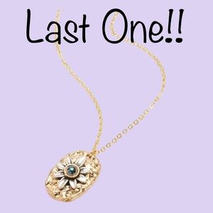 Medallion Statement Necklace Sunflower Hematite Gold